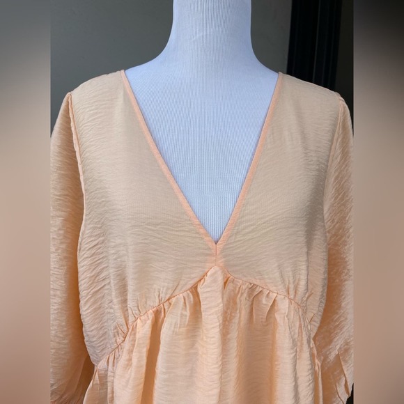 ☘️ H&M Semi-sheer Mini Dress/ Tunic in Pale/ Pastel Orange, M - Picture 4 of 15